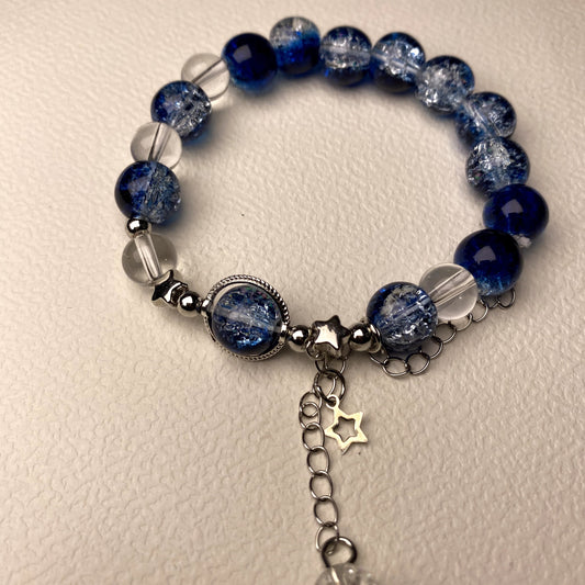 Elegant Blue Beaded Bracelet with Sparkling Star Charm