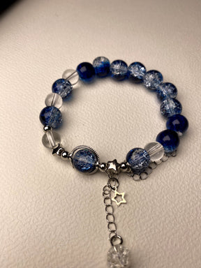 Elegant Blue Beaded Bracelet with Sparkling Star Charm