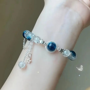 Elegant Blue Beaded Bracelet with Sparkling Star Charm