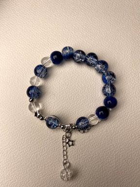 Elegant Blue Beaded Bracelet with Sparkling Star Charm